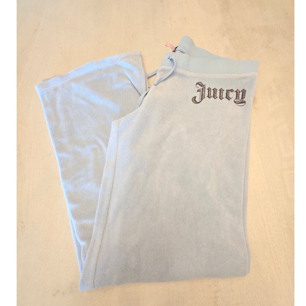 Juicy Couture Women's Baby Blue Low Rise Y2K Wide Leg Pants SZ Large